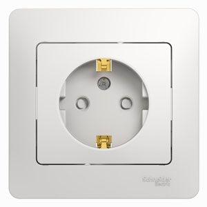 Розетка 1-м СП Glossa 16А IP20 с заземл. защ. шторки в сборе бел. SE GSL000144
